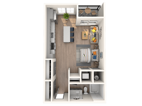 Floor plan for studio, 1 bath, 550 sqft